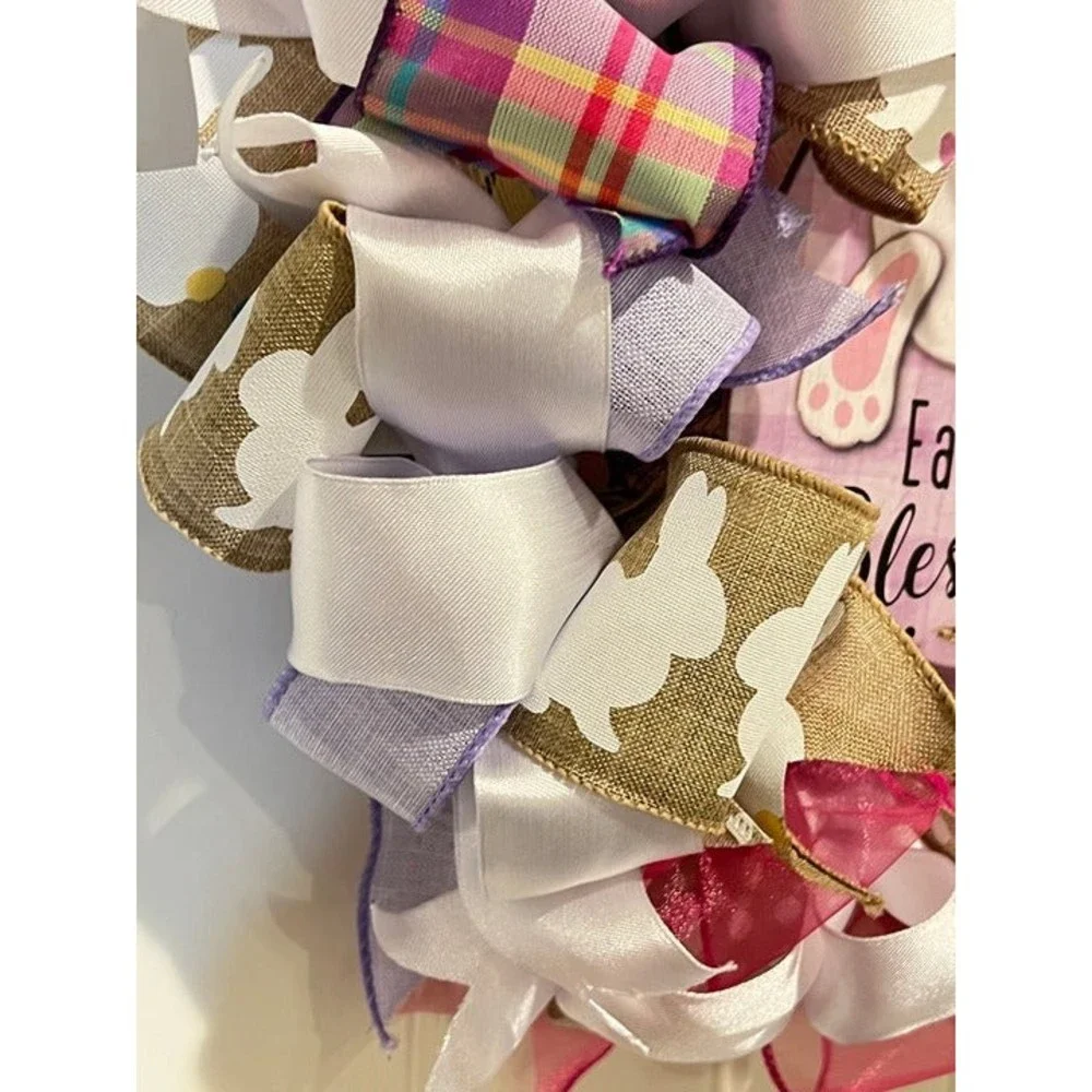 13” Easter Ribbon Wreath 